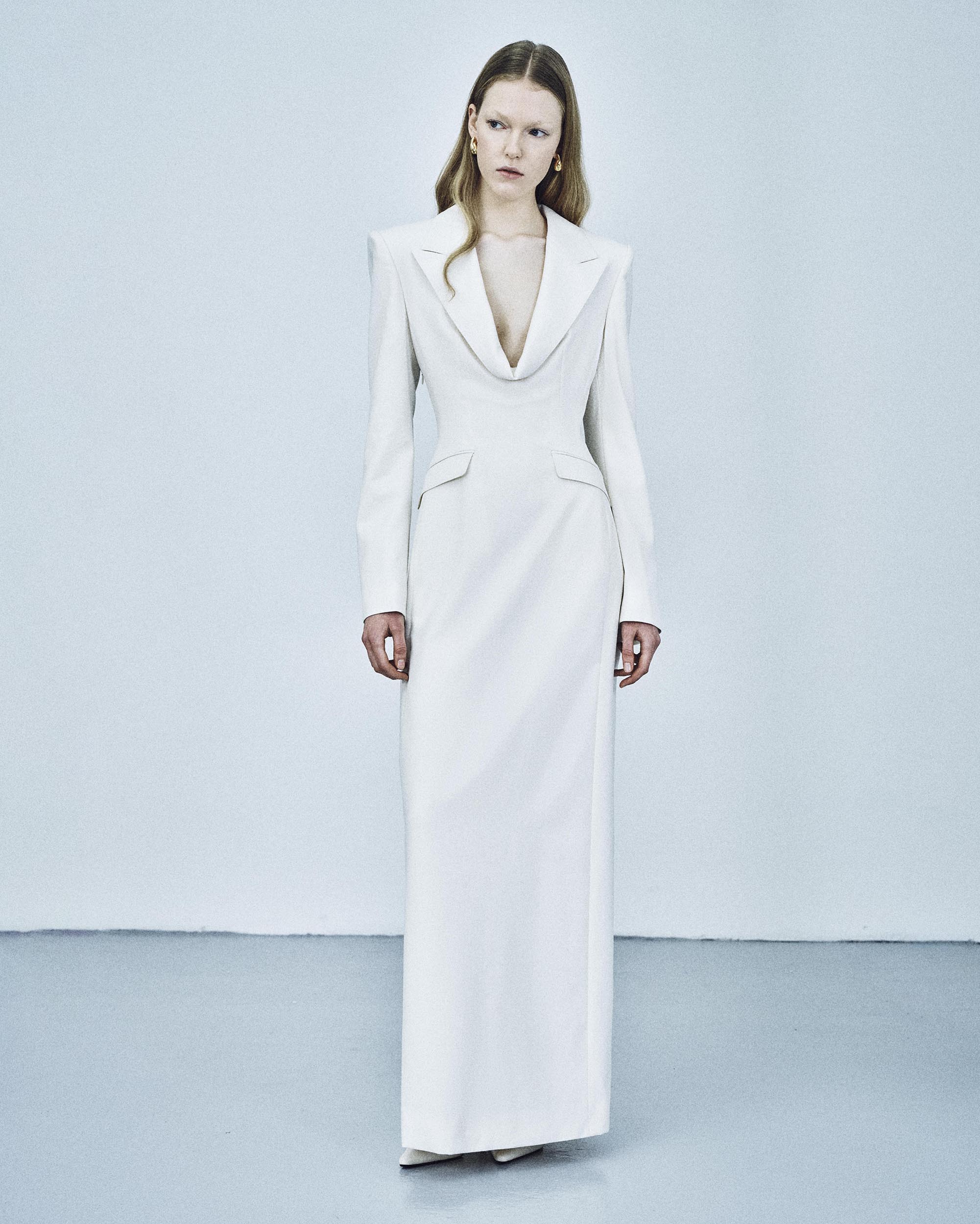 Deep Neckline Tailored Dress